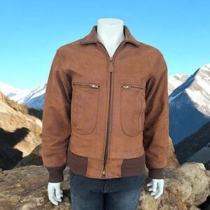 Vintage Sportys Pilot Shop G-2 Flight Goatskin Leather Military Bomber Jacket